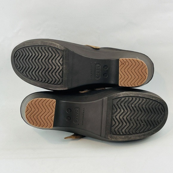 Womens 10 Crocs Sarah Espresso Clog Brown Slip On Shoes 3" Heel Style 203631 - Picture 8 of 11